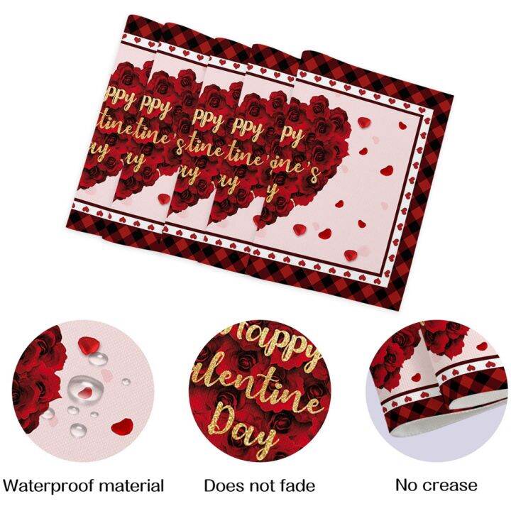 4pcs-valentines-day-placemat-heat-insulation-non-slip-tea-coaster-cup-holder-coaster-dining-table-bowl-mats-kitchen-accessories