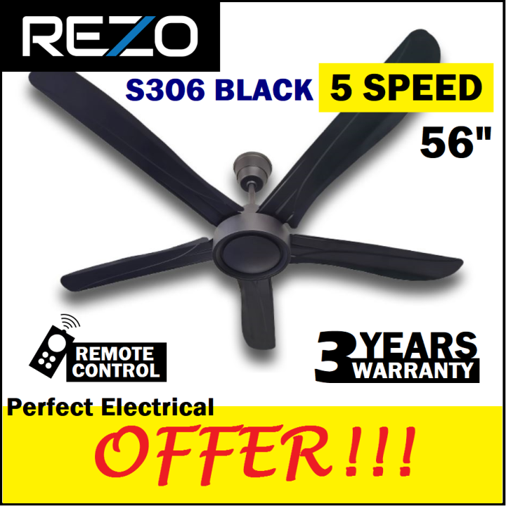 Rezo 5 speed remote control ceiling fan 56 inch 5 blades S306 Deka