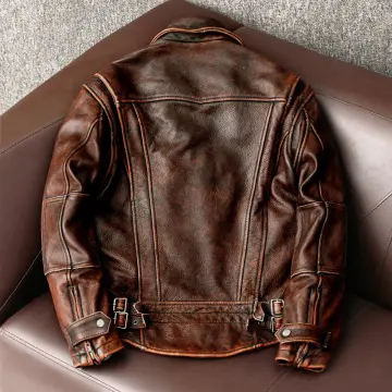 Buy BRANDSLOCK Mens Genuine Leather Biker Jacket Cow Hide Online at  desertcartINDIA