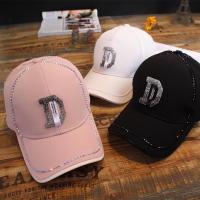 COD DSFDGESERRRRR Hat womens cap handmade diamond rhinestone baseball cap wom帽子女鸭舌帽手工镶钻水钻棒球帽女新款时尚潮百搭遮阳帽3.29