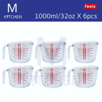 M Kitchen ถ้วยตวงแก้วพิมพ์ลายFenix ขนาด1,000ml จำนวน 6 ชิ้น