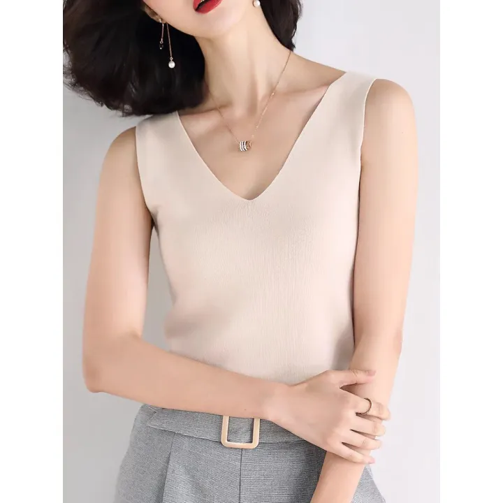 v shape sleeveless shirt