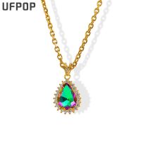 【cw】 Female Colorful Necklace Gold Plated Wedding Pendant