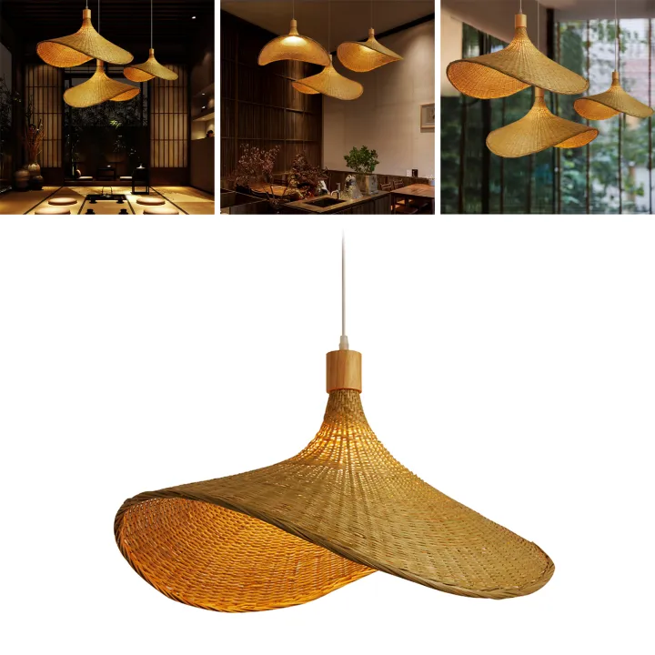 Fityle Woven Rattan Pendant Lighting, Cottage Style Ceiling Lamp Shades