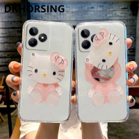 DKHORSING เคสนุ่มบางพิเศษสำหรับ Realme C53 C51 C55 C33 C30 C30S C31 C35ตัวปกป้องกล้องถ่ายรูปซิลิโคนนิ่มเคส Realmec53 NFC น่ารักแมว KT Makemirror เคสโปร่งใส2023 Realmec51