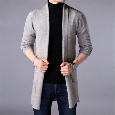 Sweater Coats Men New Fashion  Autumn Mens Slim Long Solid Color Knitted Jacket Fashion Mens Casual Sweater Cardigan Coats