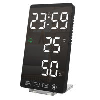 6 Inch LED Mirror Alarm Clock Touch Button Digital Clock Time Temperature Humidity Display USB Output Port Table Clock