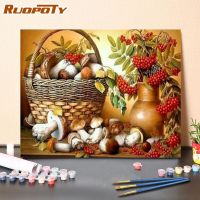 RUOPOTY mushroom Painting By Numbers Scenery Set Acrylic Paints 40*50 On Canvas Decorative Paintings Crafts Adults Drawing