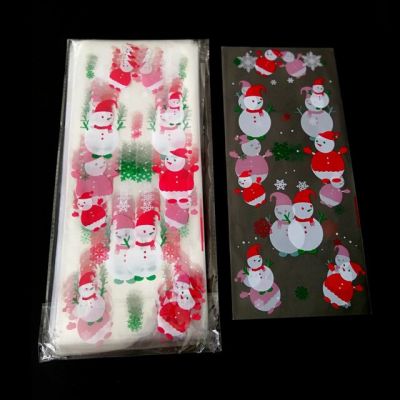 Leeiu 50ชิ้นสุขสันต์วันคริสต์มาสเบเกอรี่ถุงบรรจุภัณฑ์การ์ตูนคริสต์มาสซานตาคลอส S Nowman ขนมขบเคี้ยวถุงขนมคุกกี้ถุงเก็บ