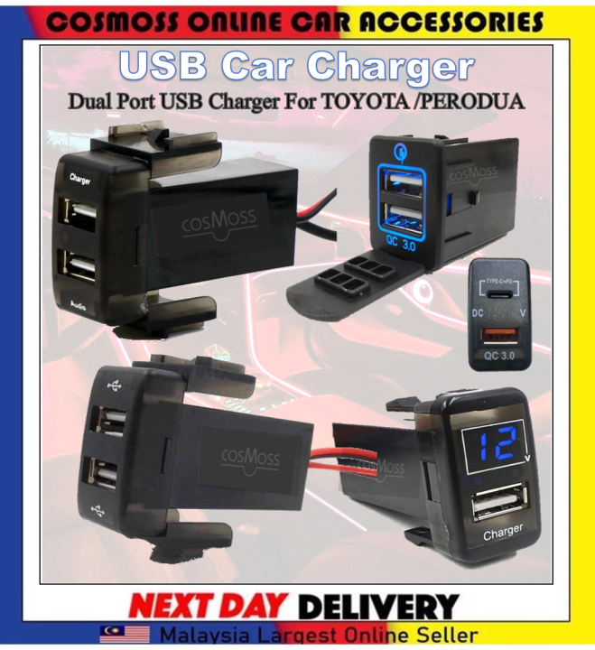 Car Dual 2 USB Port Fast Charger Adapter For Toyota Vellfire Alphard