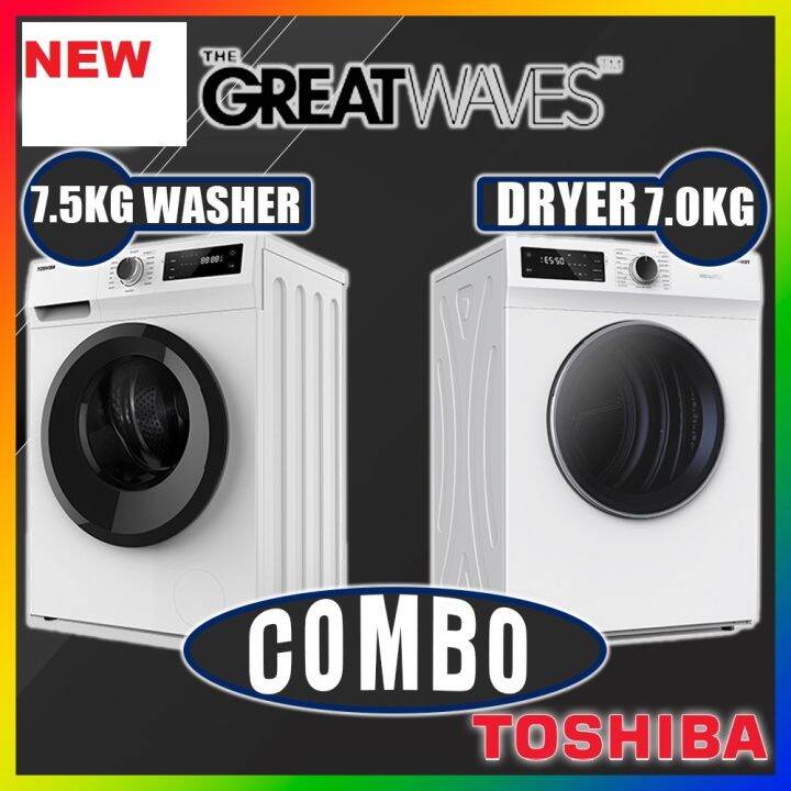 Toshiba Washing Machine and Dryer Combo TWBH85S2M + TDH80SEM 7.5KG