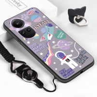 Casing Ponsel เคสสำหรับ OPPO Reno10 5G OPPOReno10 Pro 5G (แหวนใส่นิ้ว + เชือกเส้นเล็ก) เคสโทรศัพท์ป้องกัน TPU ยางซิลิโคนนิ่มลายการ์ตูนคอสมิคเคสมือถือกันกระแทกฝาครอบด้านหลัง