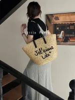 ต้นฉบับ Woven bag east gate of the seaside leisure vacation pictures bag commuter large capacity tote bag with zipper straw bag