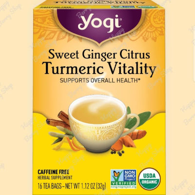 ชา YOGI ORGANIC HERBAL TEA 🍃⭐Sweet Ginger Citrus Turmeric Vitality Organic Tea⭐🍵 ชาโยคี ชาสมุนไพรออแกนิค ชาเพื่อสุขภาพ จากอเมริกา🇺🇸 1 กล่องมี 16 ซอง