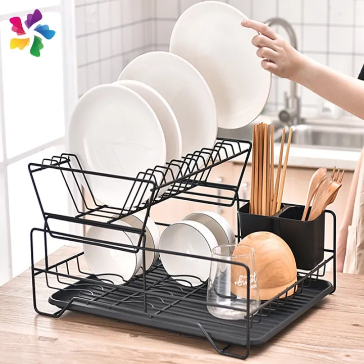 1 Layer Stainless Steel Dish Rack Kitchen Storage Rack Drain Rack dish bowl Plate holder Lazada PH