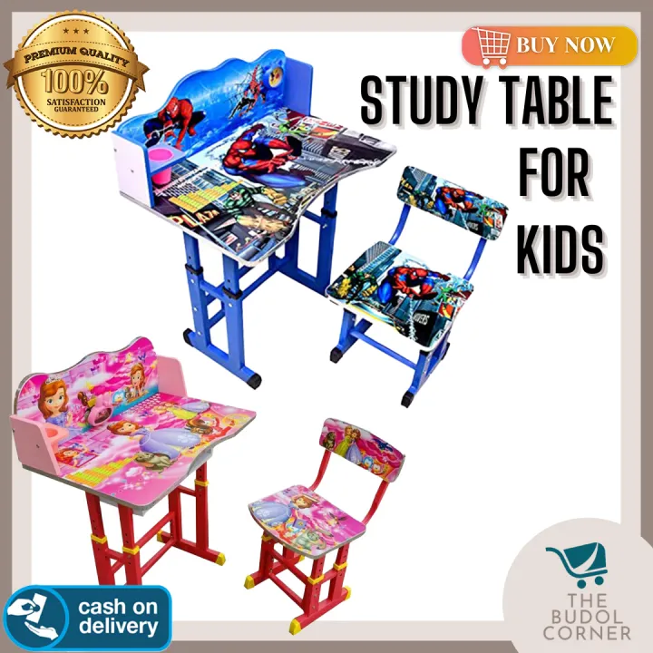 BUDOL CORNER PH] Quality Home Study Table Storage Cartoon Superhero Desk  Chair Set Cartoon Character and