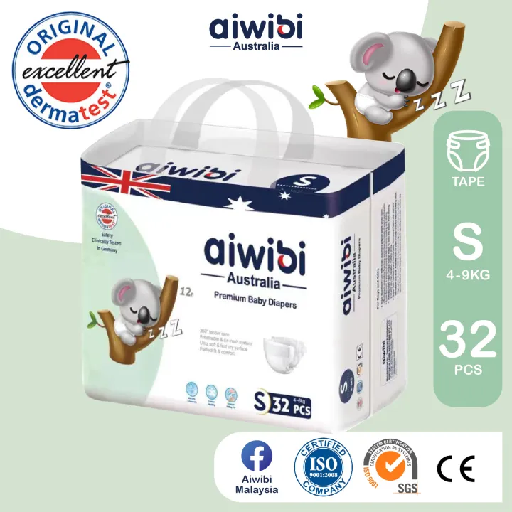 Aiwibi Premium Tape Baby Diapers S-32pcs | Lazada