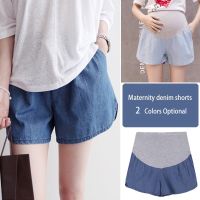 Summer Maternity Pants Loose Wide Leg Low Waist Women Denim Shorts