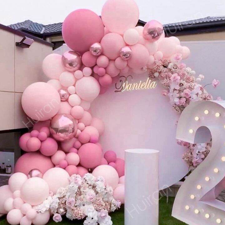 บอลลูนสีชมพู-garland-arch-ชุด-happy-birthday-party-decor-เด็กทารกฝักบัว-globo-งานแต่งงานวันเกิด-ballons-party-supplies-iewo9238