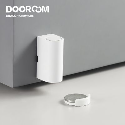 Dooroom Brass Door Stops White Black Punch Free Heavy Duty Door Holder Magnetic Invisible Door Stopper Catch