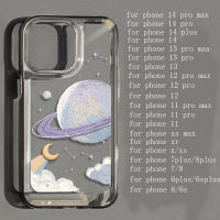 For IPhone 14 Pro Max IPhone Case Thickened TPU Soft Case Clear Case Shockproof Purple Planet Compatible with For 13 11