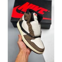 2023 6 Original Spot [God Version] Travis Scott X J 1 A J 1 R High OG "Mocha" Casual High Top Sneakers PNRR