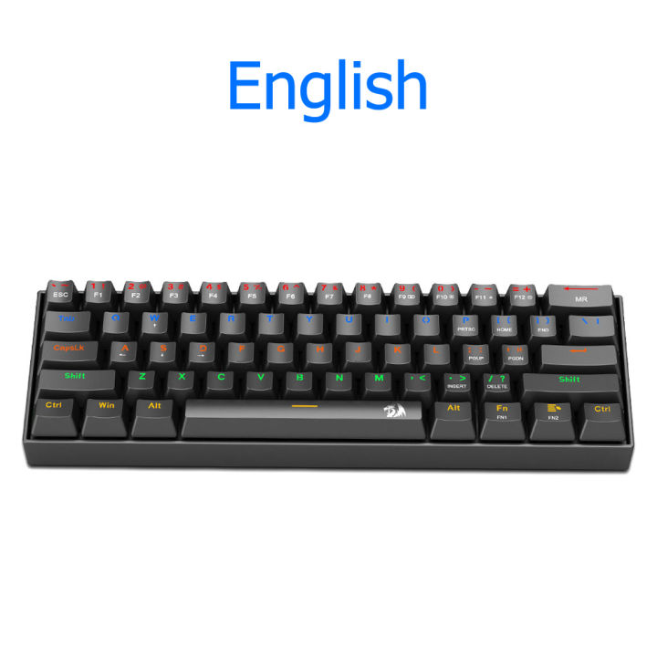redragon-lakshmi-k606-rainbow-usb-mechanical-gaming-keyboard-blue-red-switch-61-keys-wired-for-computer-pc-gamer-russian-us