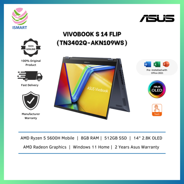 Asus 2In1 Laptop Vivobook S 14 Flip OLED TN3402QAKN109WS 14'' 2.8K