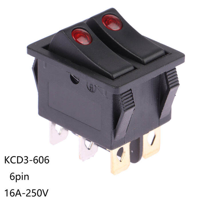 HITN KCD3606 Double Rocker Switch With Light ON OFF 6Pin Power Button
