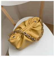 Gold Thick Chain PU Leather Cloud Bag For Women 2021 Armpit bag Lady Handbags Shoulder Female Solid Color Travel Hand Bag