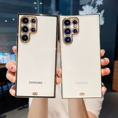 เลนส์ Electroplating ป้องกันโทรศัพท์สำหรับ Samsung Galaxy S22 Ultra S22 Plus Samsung S21 Ultra S21plus A52 A53 A33สูงโปร่งใสโทรศัพท์