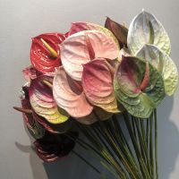 Artificial Flower Real Touch Anthurium Lotus Single Stem Fake Flower Plant DIY Xmas Party Home Wedding Decoration Accessories Artificial Flowers  Plan