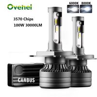 OVEHEL 2Pcs H4 LED 30000LM 100W Car Light CANBUS H4 H7 H8 H11 H1 9005 9006 HB3 HB4 LED Headlight for Car Lamp Turbo Bulbs Auto Bulbs  LEDs  HIDs