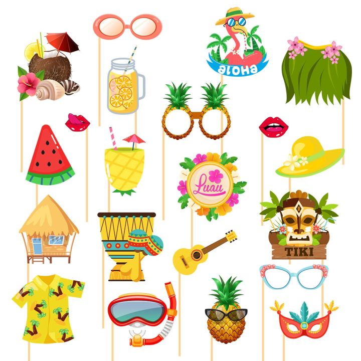 21pcs-tropical-summer-luau-hawaii-theme-party-pineapple-guitar-photo-booth-props-beach-birthday-wediing-party-props-decoration