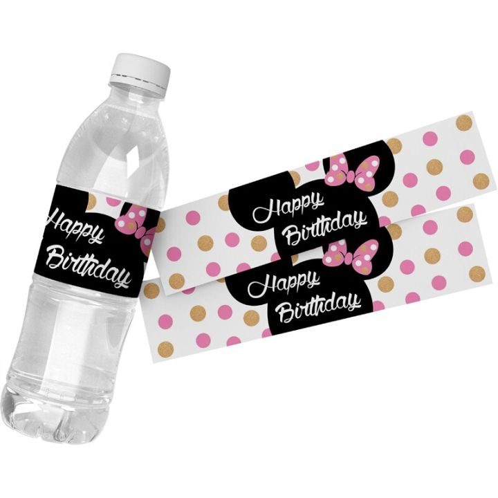 24pcs-cartoon-disney-minnie-mouse-water-bottle-stickers-labels-birthday-party-water-bottle-wraps-baby-shower-kids-party-decor-stickers-labels