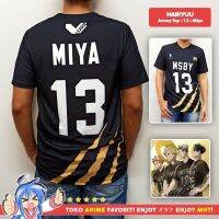 Haikyuu Msby เสื้อยืดแขนสั้นชุดคอสเพลย์ Karasuno Shoyo Sakusa สีดํา