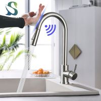 Smart Sensor Touch Kitchen Sink Faucet Brushed Nickel Poll Out Spout Black/Gold Sensor Faucets 360 Rotation Crane Two Functions