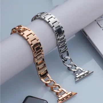 Gold Stainless Steel Denim Chain Women/Men Watch Bands For Apple Watch –  www.
