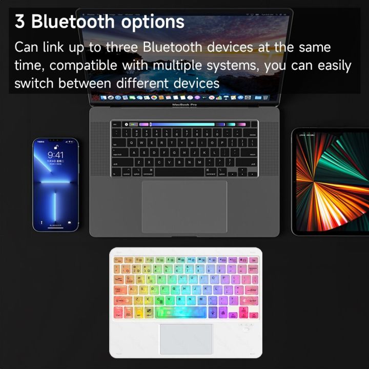 คีย์บอร์ดบลูทูธมีไฟพื้นหลัง10นิ้วสำหรับ-ipad-android-windows-แป้นพิมพ์กับทัชแพดไร้สายสวมใส่ได้แป้นพิมพ์สำหรับแท็บเล็ตคีย์บอร์ดพื้นฐาน-ljp396-teclado