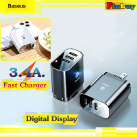 หัวชาร์จเร็ว ชาร์จเร็ว 3ช่องชาร์จ 3.4A แสดงกระแสและแรงดันไฟ Baseus Miror travel charger3ช่องUSB digital display 3.4A. Fast charge