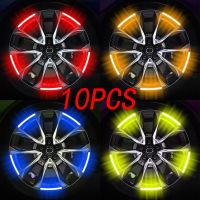 NEW 10pcs Car Hub Reflective Sticker Car accessories Decorative Strips General for use of bicycle automobile and motorcycle tyre