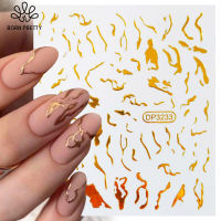 BORN PRETTY 1แผ่นสติ๊กเกอร์ติดเล็บ Rose Gold Wave Line Heart Nail Decals DIY ตกแต่งเล็บ