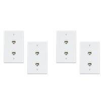 4 Pack 2 Port Ethernet Wall Plate, Cat6 Female to Female Wall Jack RJ45 Keystone Inline Coupler Wall Outlet, White