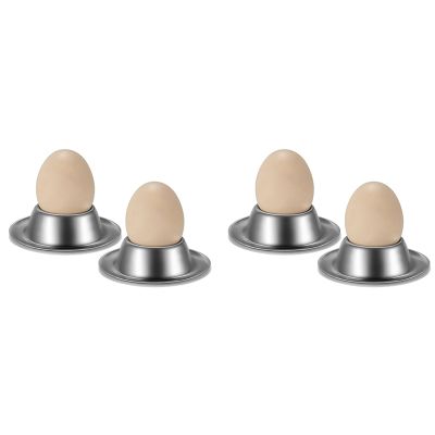 Egg Cup Holder Set of 4 Pack,Stainless Steel Egg Cups Plates Tableware Holder for Hard Soft Boiled Egg,Kitchen Display