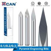 XCAN เครื่องตัดมิลลิ่ง 3 Edge Pyramid แกะสลักบิต 3.175mm Shank 10pcs 20/30/40/45/60/90 องศา CNC Router Bit Wood Milling เครื่องมือ