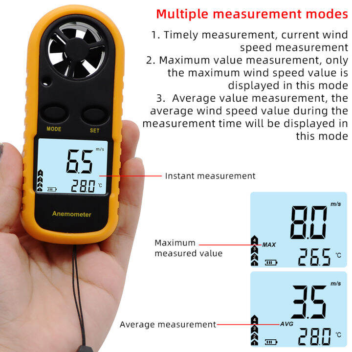 GM816 Thermo Anemometer Digital Anemometer CFM/CMM LCD Mini