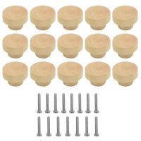 15Pcs Furniture Knobs Wooden Cupboard Knobs for Cabinets and Drawers, Round Wooden Knobs