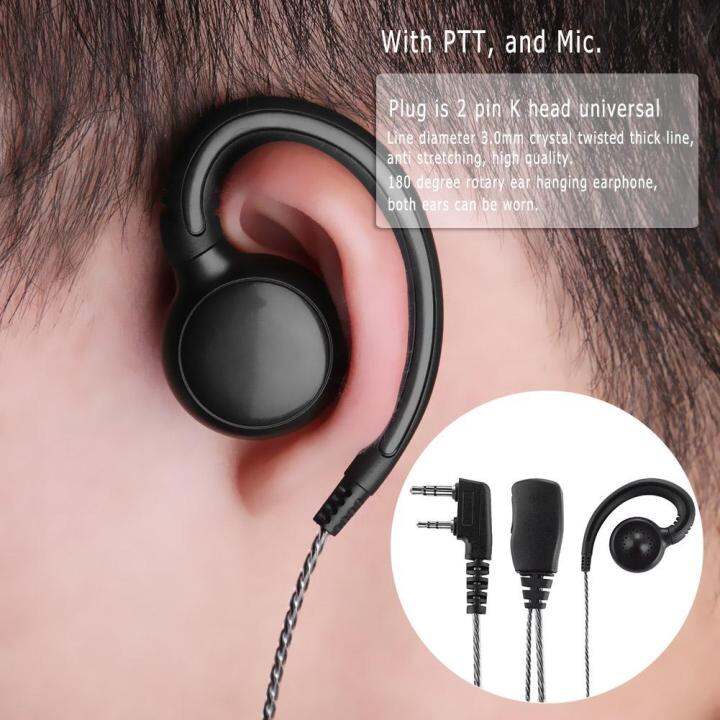 180 Swivel Earpiece Earhook with Mic and PTT for Kenwood 2 Way Radio