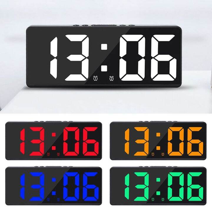 SXXINGI Bedside Table Number Clock Temperature Calendar Nightlight