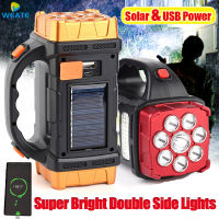 Portable Powerful Solar LED Flashlight With COB Work Lights USB Rechargeable Handheld 4 Lighting Modes Outdoor Solar Torch Light